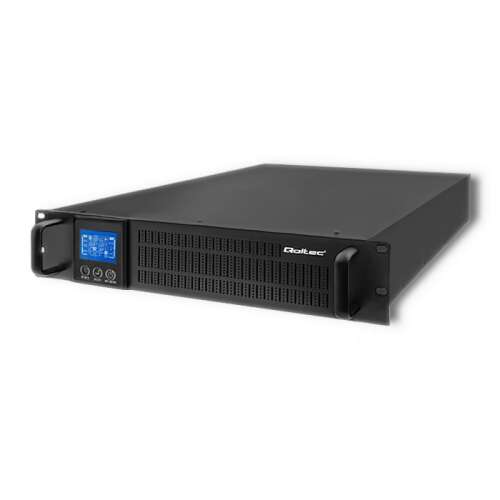 Qoltec 53946 2000VA / 1600W Szünetmentes tápegység, Rack szerelhető, Fekete