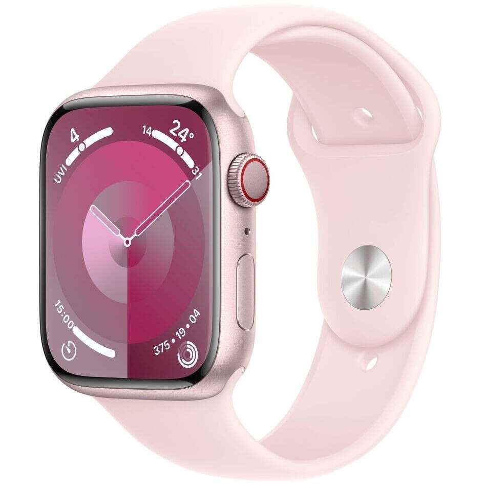 Apple watch s9 aluminium cellular 45mm rosé (sportarmband hellros...