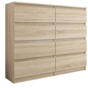 Comodă cu 8 sertare, lățime 120 cm, finisaj stejar sonoma - Nonbrand