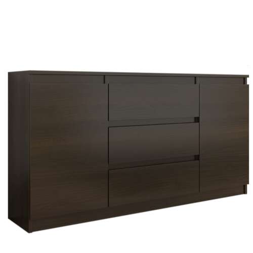 Wenge színű komód 3 fiókkal és 2 ajtóval, R140-S3, modern dizájn, minimalista, hálószoba bútor