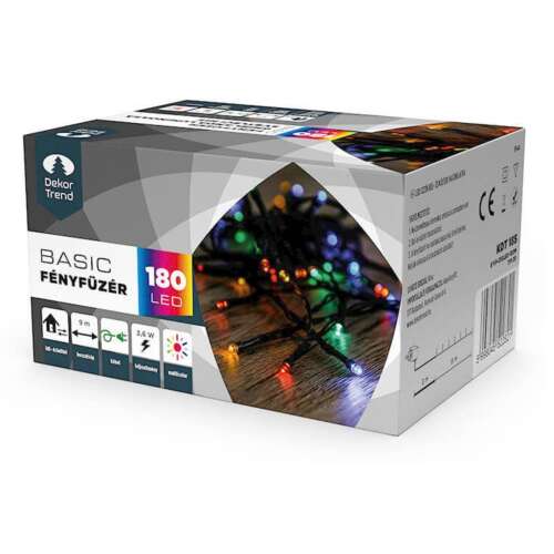 DekorTrend Innen- und Außen-LED-Lichterkette, 180 Stück farbige Glühbirne
