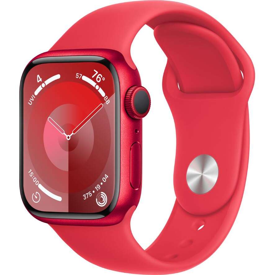 Apple watch series 9 gps 41mm piros alumíniumtok, piros sportszíj...
