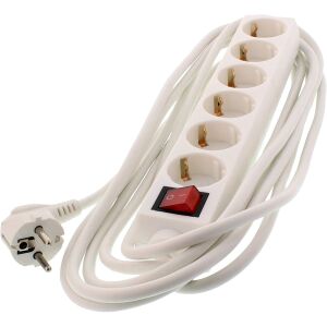 Well 6-outlet power strip with 5m cable, white - Power Strip
