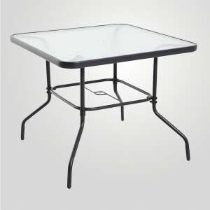 Stolik ogrodowy Jupiter K90 kwadratowy ze szklanym blatem i metalową ramą - Stół ogrodowy