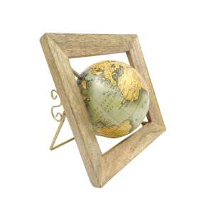 Dekoratív földgömb fa keretben