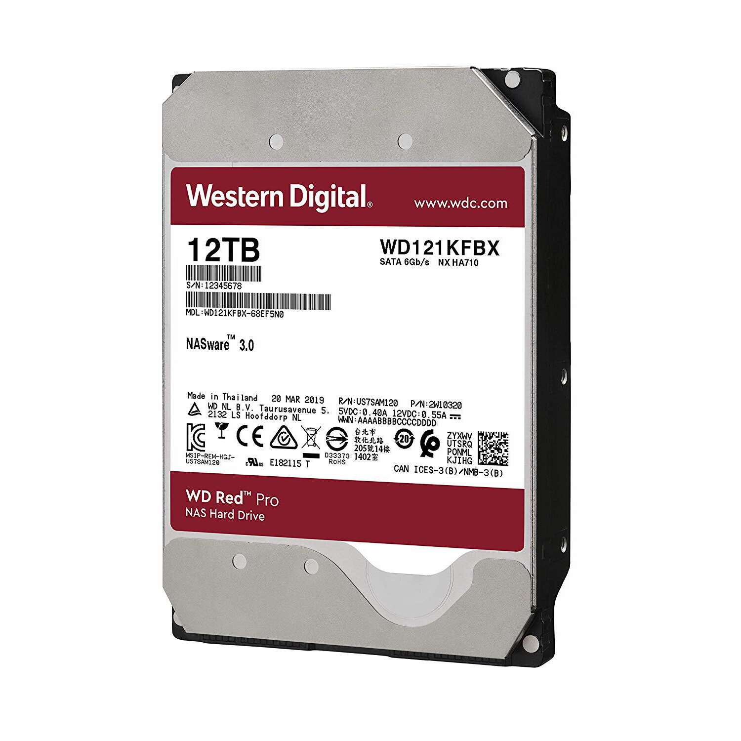 Western digital hdd 12tb red pro 3,5" sata3 7200rpm 256mb - wd121...