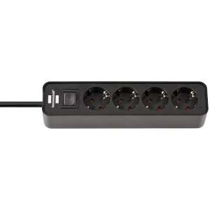 Brennenstuhl Ecolor 4-way power strip with 1.5m cable, black - Brennenstuhl Power Strip