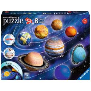 Ravensburger 3D puzzle a Naprendszerről, 522 darab, 8 bolygó, poszterrel - Ravensburger