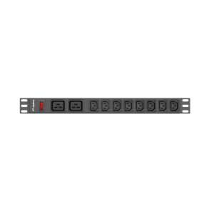 Lanberg PDU-02I1908I-0200-C20-BK 8x C13 2x C19 IEC surge protector power strip, 2m cable - Rack Cabinet Accessory