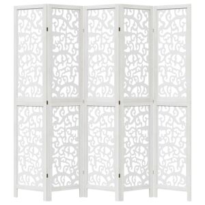VidaXL 5 Paneles Fehér Fa Paraván - 175-180 x 200 cm 120240457 - Nappali bútor