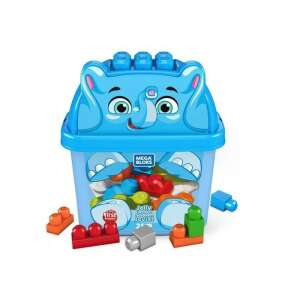 Mega Bloks Jolly Builders First Builders Elefántos Építőkocka Szett, 25 darab színes építőkocka, tárolódoboz, kisgyermekeknek - Mega Bloks