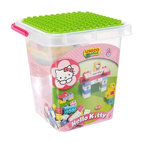 Unico Hello Kitty építőkocka szett tárolódobozban, 104 darab, Duplo kompatibilis