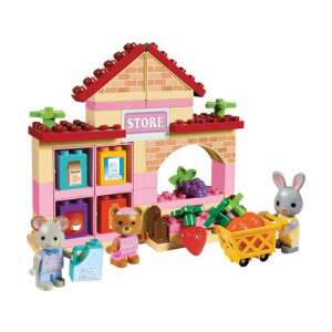 Unico Maximillian Families Szupermarket építőjáték szett, 60 darabos, tartalmaz boltot, 3 állatfigurát, bevásárlókocsit, gyümölcsöket és zöldségeket, kompatibilis a Lego Duplo és a Mega Bloks építőjátékokkal - Unico