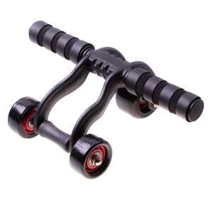 Black abdominal wheel with double wheels for core strength training - Abdominal exercise wheel