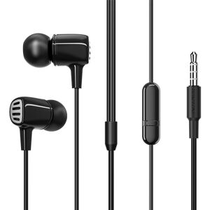 Close-up of Borofone BM43 Remy Black Wired Earphones - Borofone