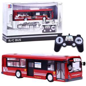 Double E RC bus toy with remote control, red city bus with opening doors, 2.4 GHz, LED lights, for kids - Nonbrand Remote control vehicle