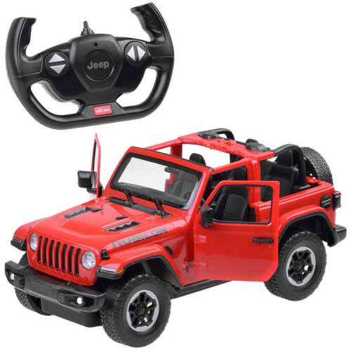 Rastar Jeep Wrangler Rubicon távirányítós autó, piros, nyitott ajtóval és távirányítóval - Rastar