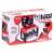 Kids toy workbench with tools, red and black plastic, 46 pieces, includes hammer, screwdriver, drill, saw, pliers, screws, nails, and blocks