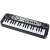 Black 37-key electronic keyboard with microphone, speakers, and buttons for playing music, ideal for kids
