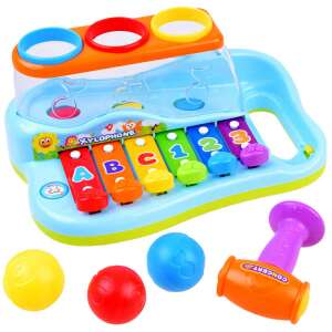 Colorful musical toy for babies and toddlers, featuring a xylophone, ball drop, and hammer - Nonbrand Toy Instrument