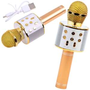 Drahtloses Karaoke-Mikrofon mit Lautsprecher, gold und weiß, zwei Mikrofone, USB-Kabel - Mikrofone