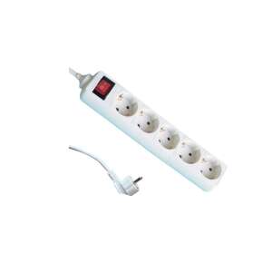 Makalon 5-outlet extension cord with switch, 3m, white - Lamp & Lighting