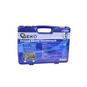 Zestaw kluczy nasadowych GEKO G10100, 94 elementów, stal chromowo-wanadowa, w niebieskim plastikowym kufrze - Klucz do wtyczek