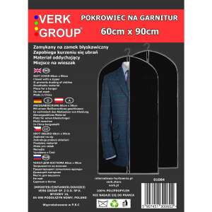 Öltönyhuzat 60cm x 90cm cipzárral, fekete, Verk Group - Öltönytáska