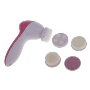 5 az 1-ben arctisztító és masszírozó kefe, rózsaszín és fehér, különféle bőr típusokhoz való tartozékokkal - Arcmasszírozó