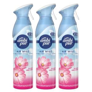 3er Pack Ambi Pur Air Mist Raumspray mit Blumen & Frühlingsduft, 185ml pro Stück - Lufterfrischungsspray
