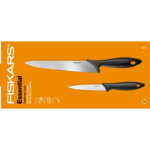Fiskars Essential Kitchen Knife Set, 2 Piece, includes a chef's knife and a paring knife