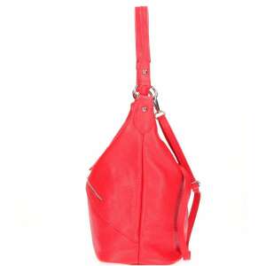 Side view of the MBRANDS red leather handbag, made in Italy - Shoulder Bag
