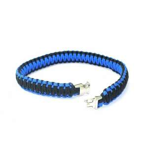 Guler pentru câini din paracord albastru și negru cu cataramă metalică - Coliere pentru animale de companie