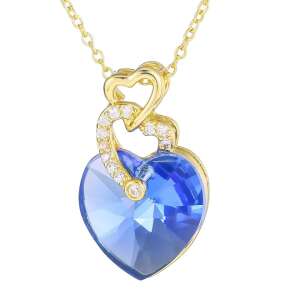 Colier placat cu aur alb și rodiu cu pandantiv inimă din cristal austriac - Accesorii pentru femei