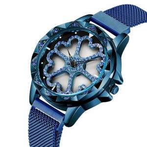 Sanda women's watch with rotating heart-shaped dial and Milanese mesh strap in blue - Women's Watch