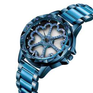 Sanda women's watch with a rotating heart-shaped dial, blue - Women's Watch