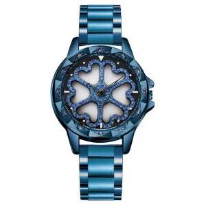 Sanda women's watch with rotating heart-shaped dial, blue - Women's Watch