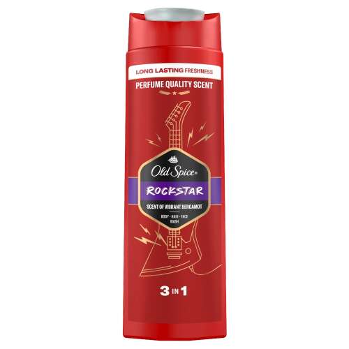 Old Spice Rockstar férfi tusfürdő, sampon és arctisztító, tartós frissesség, parfümminőségű illat