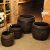Roto Bolero barrel flower pots in various sizes, decorative garden planters