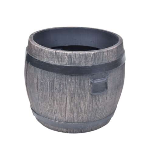 Roto Bolero XL Hordó mintájú virágültető dézsa, 47x51 cm, grey plastic flower pot, barrel design