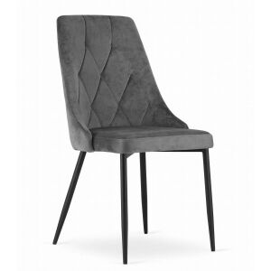 Mercaton Imola gray velvet dining chair with metal legs - Kitchen Furniture