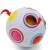 Magic ball puzzle toy with arrows showing how to play, colorful, white, 6.5 cm