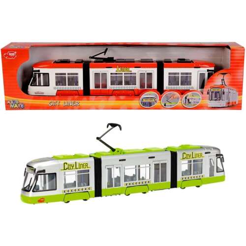 Dickie City Liner Tramwaj Zabawka, Tramwaj z Wolnym Biegiem i Otwieranymi Drzwiami, Zabawka dla Dzieci