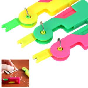 2 pack automatic needle threader, easy to use, thread needles quickly, sewing tool, colorful, plastic - Needle Threader