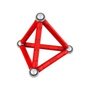Zestaw Geomag Classic Recycled Magnetic Geometry 24 elementy, czerwone magnetyczne pręty i srebrne kule, budowanie kształtu piramidy - Geomag Magnetyczna gra budowlana