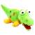 Zielona pluszowa zabawka aligator z kolorowymi łatkami