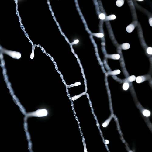 DekorTrend Crystalline steckbare LED-Eiszapfenkette, 138 Stück, kühlweißes Leuchtmittel, transparentes Kabel