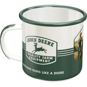 John Deere enamel mug, green with white and green logo, nothing runs like a deere - Nonbrand Mug