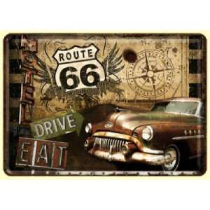 Retro Route 66 Greeting Card with a vintage car and motel sign - Greeting Card, Invitation