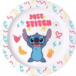 Talerz plastikowy Stitch, bezpieczny w kuchence mikrofalowej, z motywem postaci Stitch - Sztućce dla dzieci